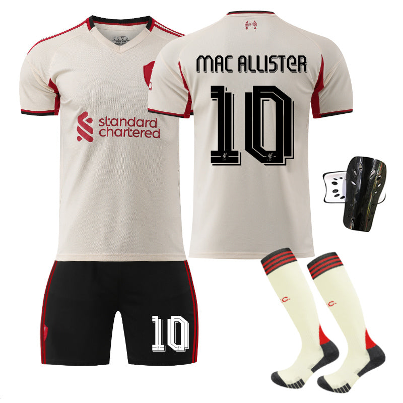 Beakey Liverpool UEFA Champions League Away Jersey MAC ALLISTER #10 Soccer Jersey Kids Adult 4Pcs Jersey Kits