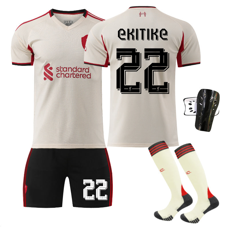 Beakey Liverpool UEFA Champions League Away Jersey EKITIKE #22 Soccer Jersey Kids Adult 4Pcs Jersey Kits