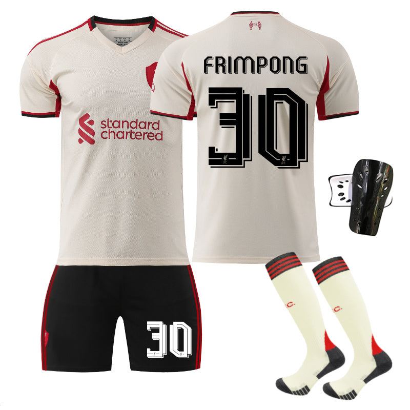 Beakey Liverpool UEFA Champions League Away Jersey FRIMPONG #30 Soccer Jersey Kids Adult 4Pcs Jersey Kits