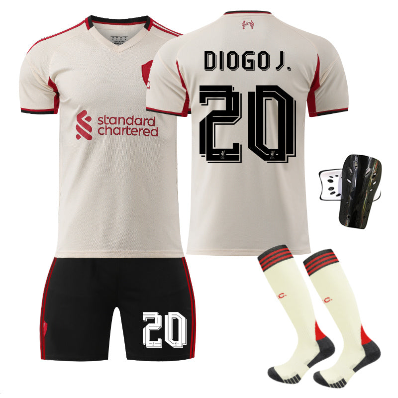 Beakey Liverpool UEFA Champions League Away Jersey DIOGO J #20 Soccer Jersey Kids Adult 4Pcs Jersey Kits
