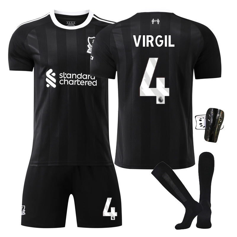 Beakey Liverpool Goalkeeper Jersey VIRGIL #4 Soccer Jersey Kids Adult 4Pcs Jersey Kits