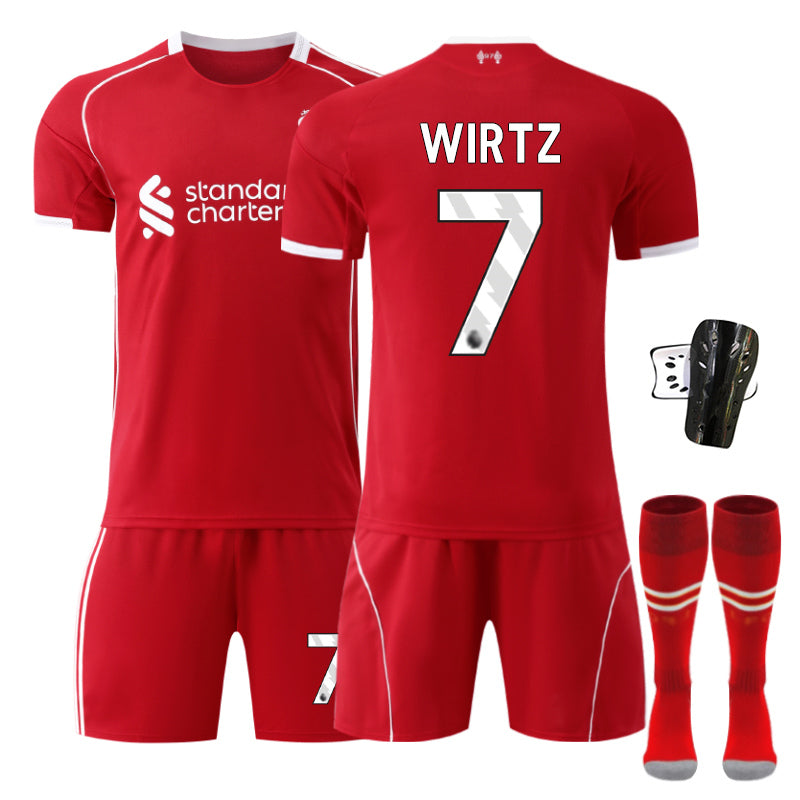 Beakey Liverpool Home Jersey WIRTZ #7 Soccer Jersey Kids Adult 4Pcs Jersey Kits