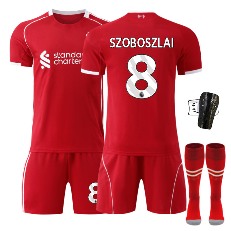 Beakey Liverpool Home Jersey SZOBOSZLAI #8 Soccer Jersey Kids Adult 4Pcs Jersey Kits