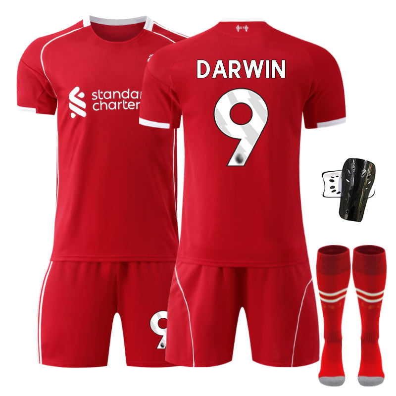 Beakey Liverpool Home Jersey DARWIN #9 Soccer Jersey Kids Adult 4Pcs Jersey Kits