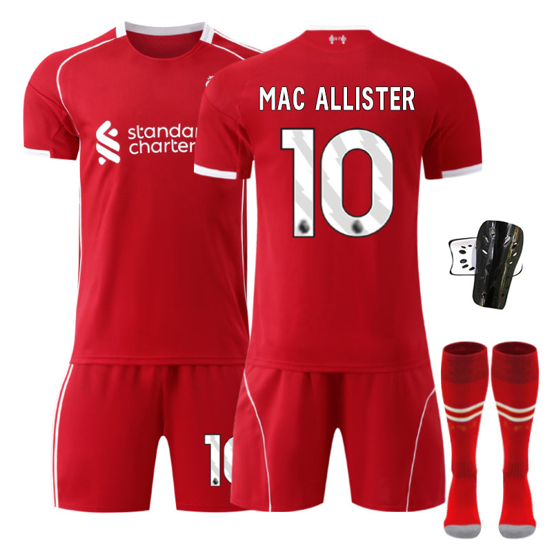 Beakey Liverpool Home Jersey MAC ALLISTER #10 Soccer Jersey Kids Adult 4Pcs Jersey Kits