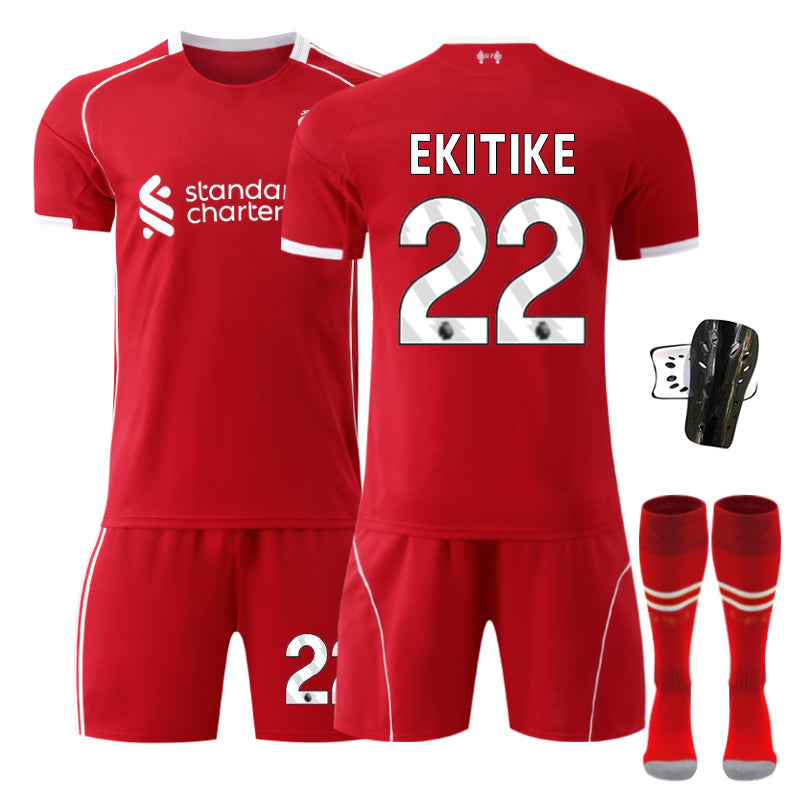 Beakey Liverpool Home Jersey EKITIKE #22 Soccer Jersey Kids Adult 4Pcs Jersey Kits