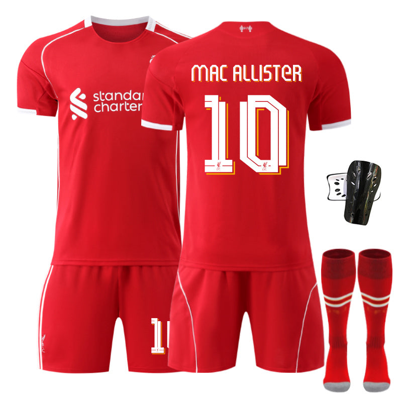 Beakey Liverpool UEFA Champions League Home Jersey MAC ALLISTER #10 Soccer Jersey Kids Adult 4Pcs Jersey Kits