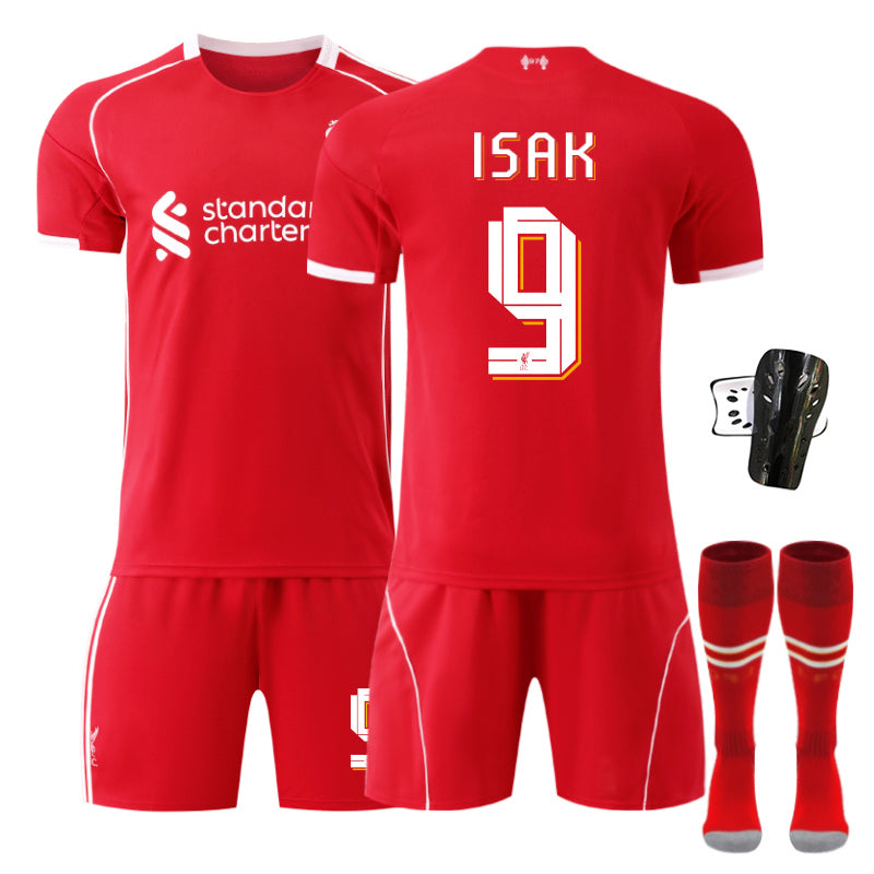 Beakey Liverpool UEFA Champions League Home Jersey ISAK #9 Soccer Jersey Kids Adult 4Pcs Jersey Kits