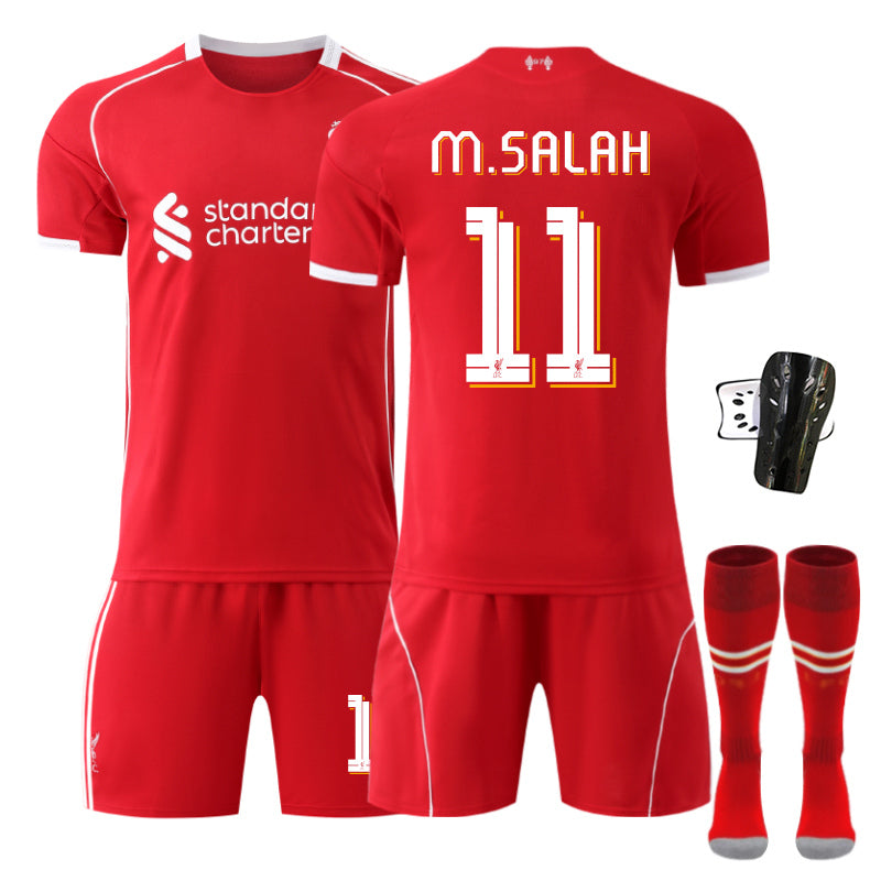 Beakey Liverpool UEFA Champions League Home Jersey M SALAH #11 Soccer Jersey Kids Adult 4Pcs Jersey Kits