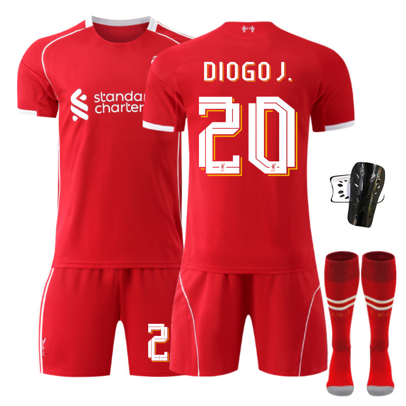 Beakey Liverpool UEFA Champions League Home Jersey DIOGO J #20 Soccer Jersey Kids Adult 4Pcs Jersey Kits