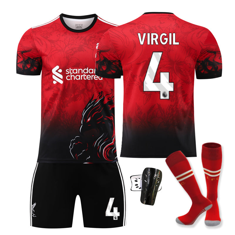 Beakey Liverpool Red Bird Special Edition Jersey VIRGIL #4 Soccer Jersey Kids Adult 4Pcs Jersey Kits