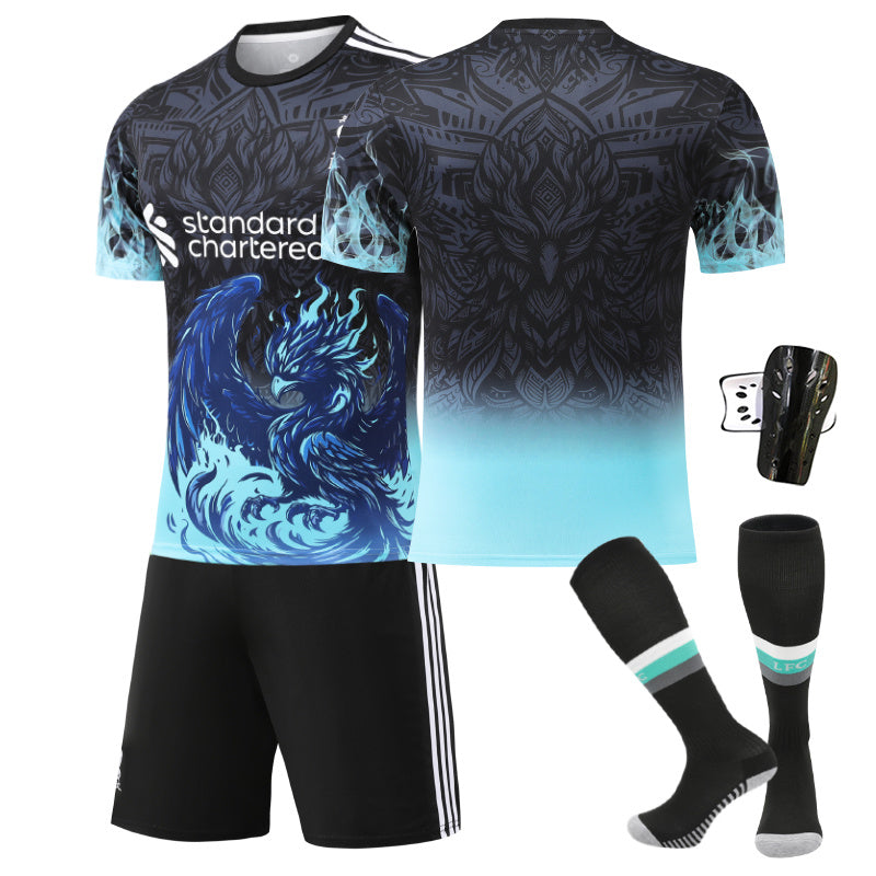 Beakey Liverpool Blue Bird Jersey Soccer Jersey Kids Adult 4Pcs Jersey Kits