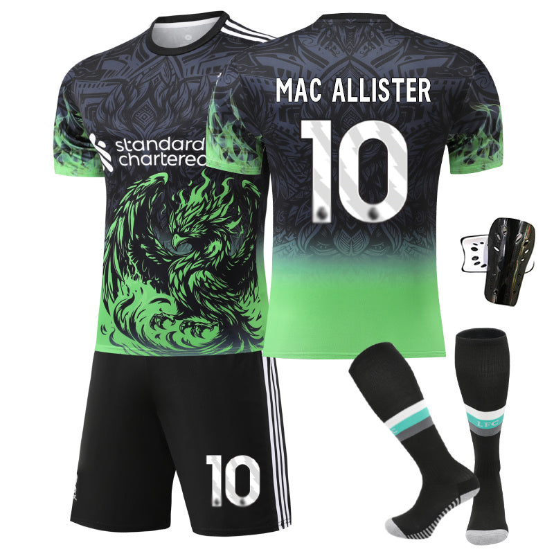 Beakey Liverpool Green Bird Jersey MAC ALLISTER #10 Soccer Jersey Kids Adult 4Pcs Jersey Kits