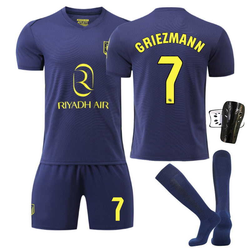 Beakey Atletico Madrid Away Jersey GRIEZMANN #7 Soccer Jersey Kids Adult 4Pcs Jersey Kits