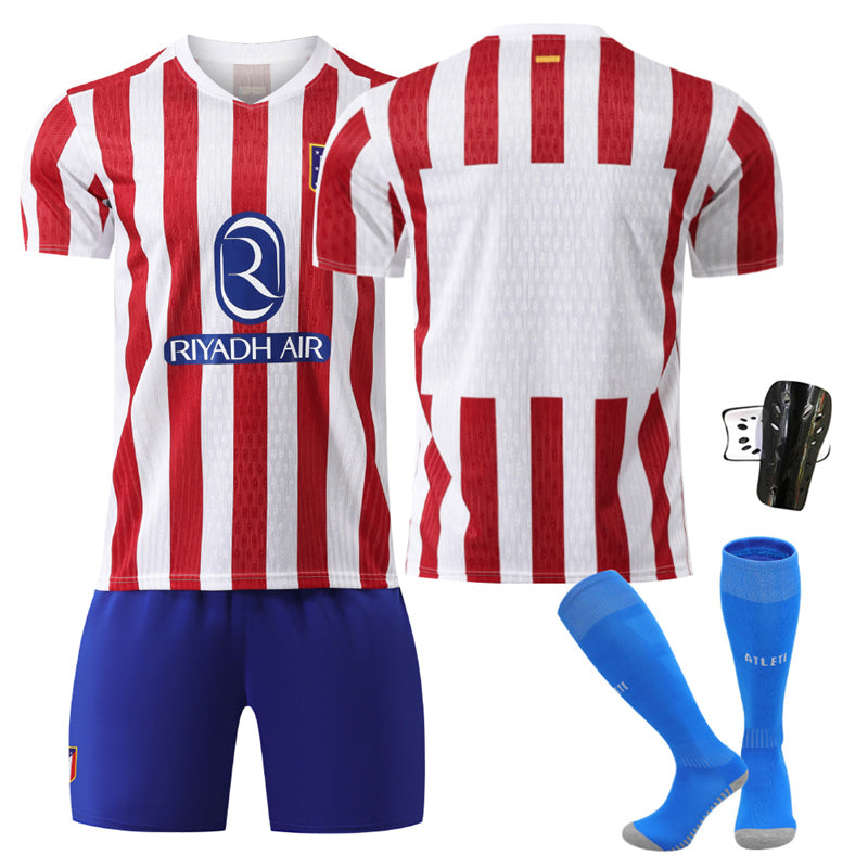 Beakey Atletico Madrid Home Jersey Blue Socks Soccer Jersey Kids Adult 4Pcs Jersey Kits