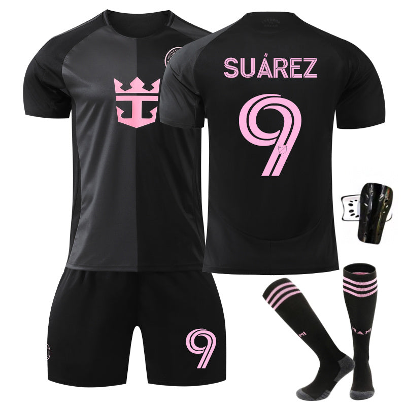 Beakey Inter Miami Away Jersey SUAREZ #9 Soccer Jersey Kids Adult 4Pcs Jersey Kits