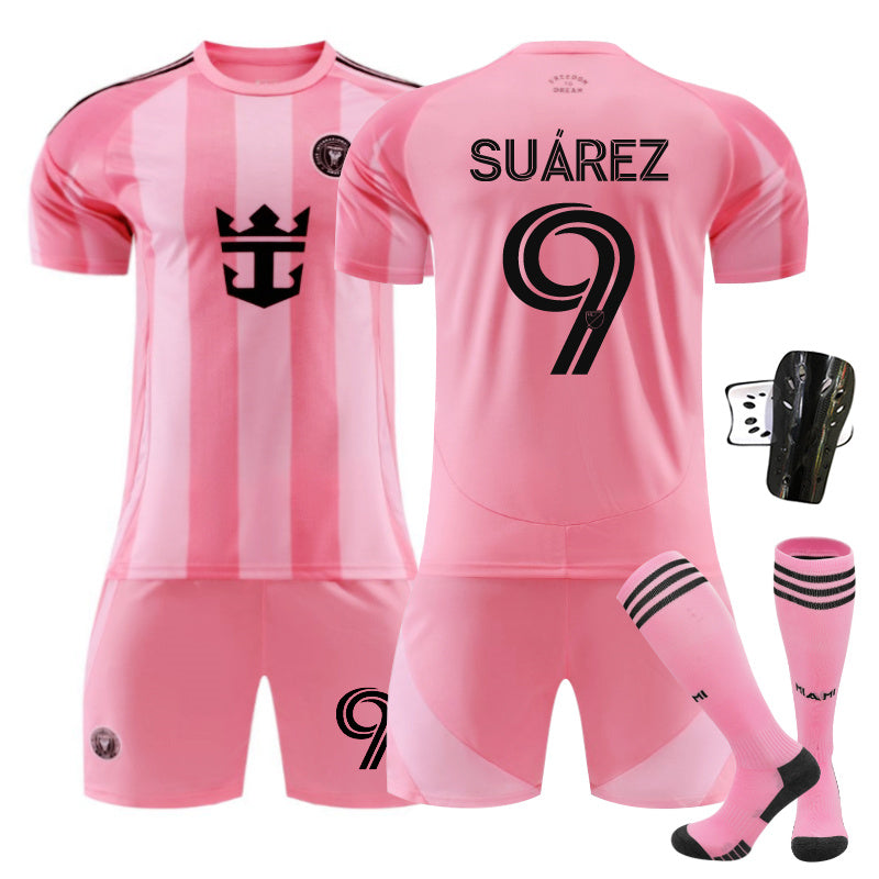 Beakey Inter Miami Home Jersey SUAREZ #9 Soccer Jersey Kids Adult 4Pcs Jersey Kits