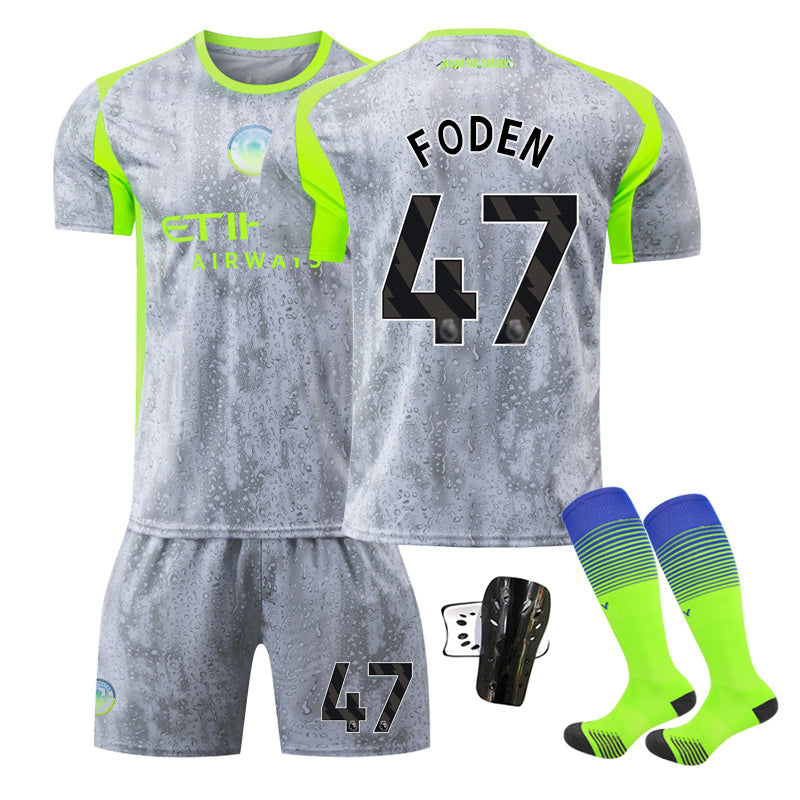 Beakey Manchester City Second Away Jersey FODEN #47 Soccer Jersey Kids Adult 4Pcs Jersey Kits