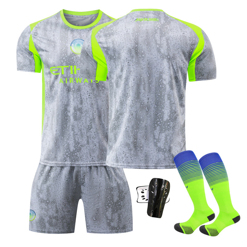 Beakey Manchester City Second Away Jersey Soccer Jersey Kids Adult 4Pcs Jersey Kits