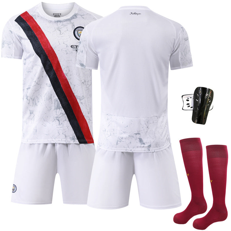 Beakey Manchester City Away Jersey White Soccer Jersey Kids Adult 4Pcs Jersey Kits
