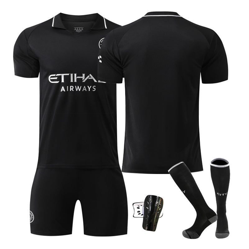 Beakey Manchester City Away Jersey Black Soccer Jersey Kids Adult 4Pcs Jersey Kits