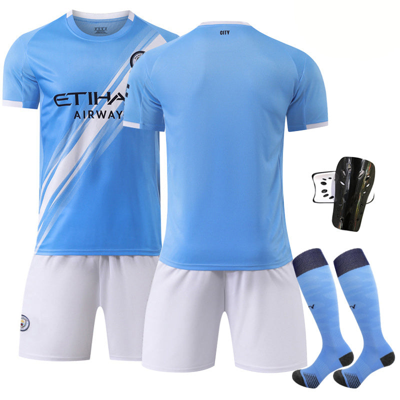 Beakey Manchester City Home Jersey Soccer Jersey Kids Adult 4Pcs Jersey Kits