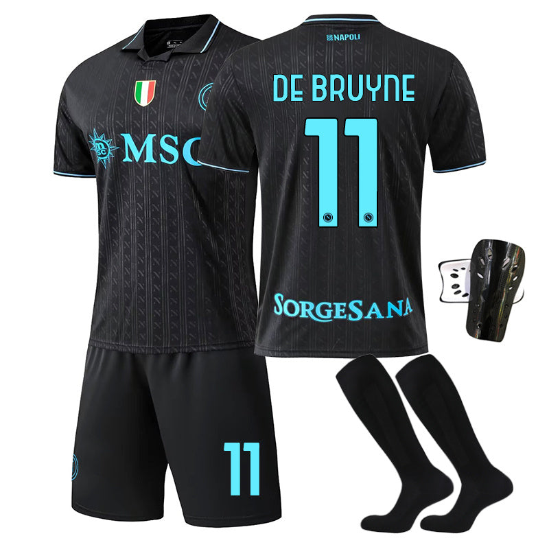 Beakey Naples Second Away Jersey  DE BRUYNE #11 Soccer Jersey Kids Adult 4Pcs Jersey Kits