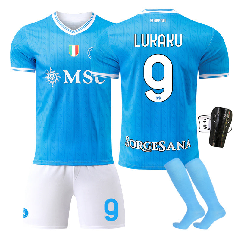 Beakey Naples Home Jersey White Shorts LUKAKU #9 Soccer Jersey Kids Adult 4Pcs Jersey Kits