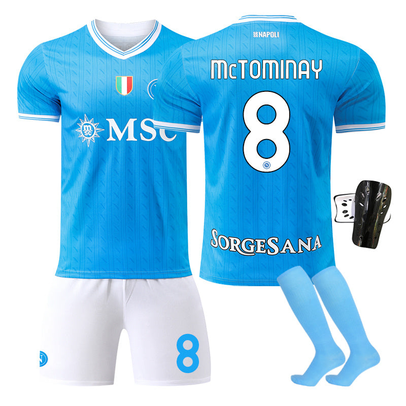 Beakey Naples Home Jersey White Shorts MCTOMINAY #8 Soccer Jersey Kids Adult 4Pcs Jersey Kits