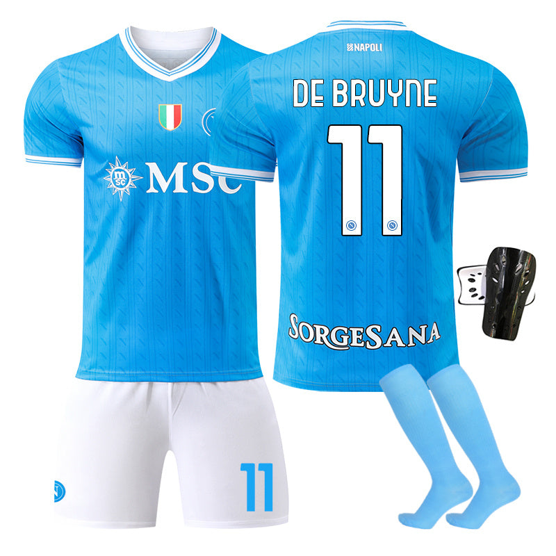 Beakey Naples Home Jersey White Shorts DE BRUYNE #11 Soccer Jersey Kids Adult 4Pcs Jersey Kits
