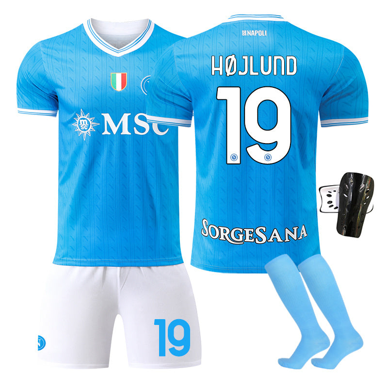 Beakey Naples Home Jersey White Shorts H?JLUND #19 Soccer Jersey Kids Adult 4Pcs Jersey Kits
