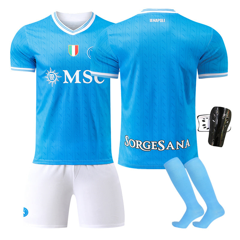 Beakey Naples Home Jersey White Shorts Soccer Jersey Kids Adult 4Pcs Jersey Kits