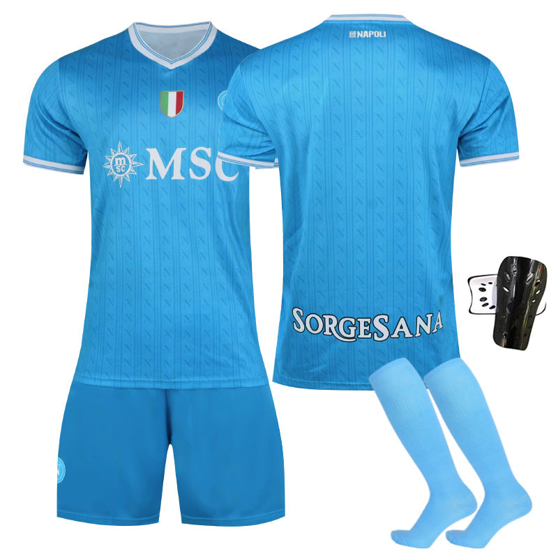 Beakey Naples Home Jersey Blue Shorts Soccer Jersey Kids Adult 4Pcs Jersey Kits
