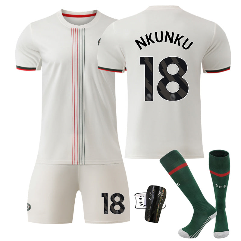 Beakey Chelsea Away Jersey Black Font NKUNKU #18 Soccer Jersey Kids Adult 4Pcs Jersey Kits