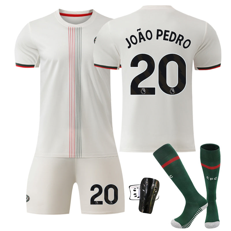 Beakey Chelsea Away Jersey Black Font JOAO PEDRO #20 Soccer Jersey Kids Adult 4Pcs Jersey Kits