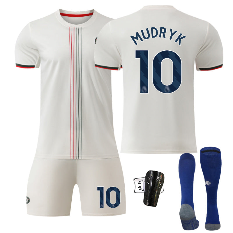 Beakey Chelsea Away Jersey Blue Font MUDRYK #10 Soccer Jersey Kids Adult 4Pcs Jersey Kits