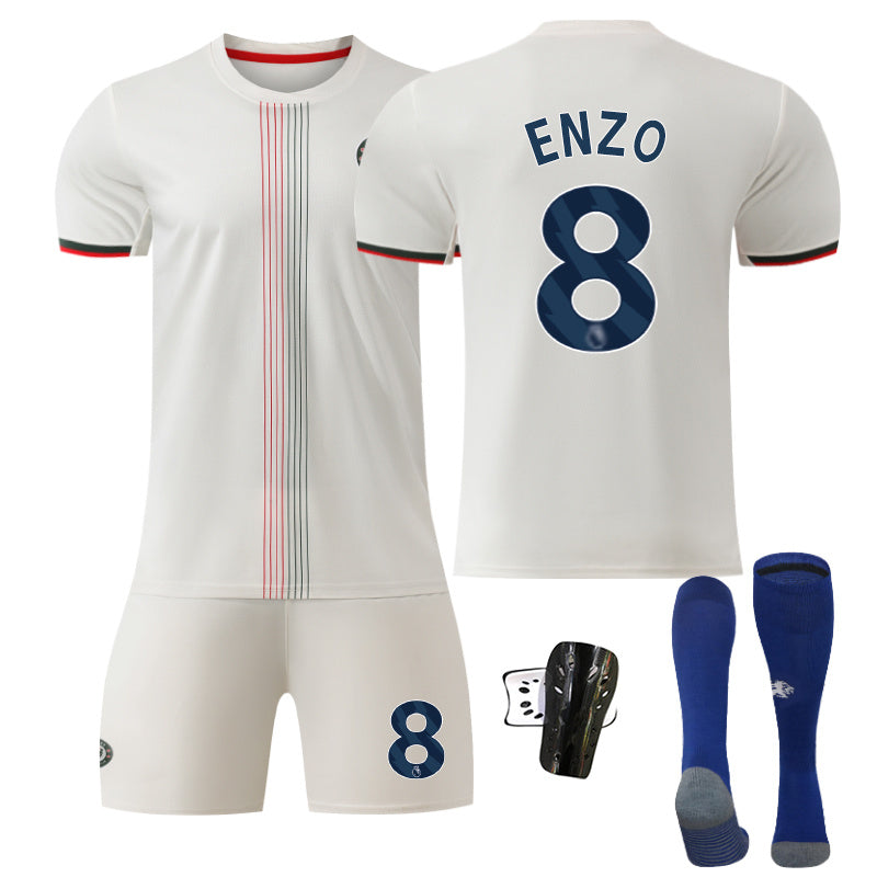 Beakey Chelsea Away Jersey Blue Font ENZO #8 Soccer Jersey Kids Adult 4Pcs Jersey Kits
