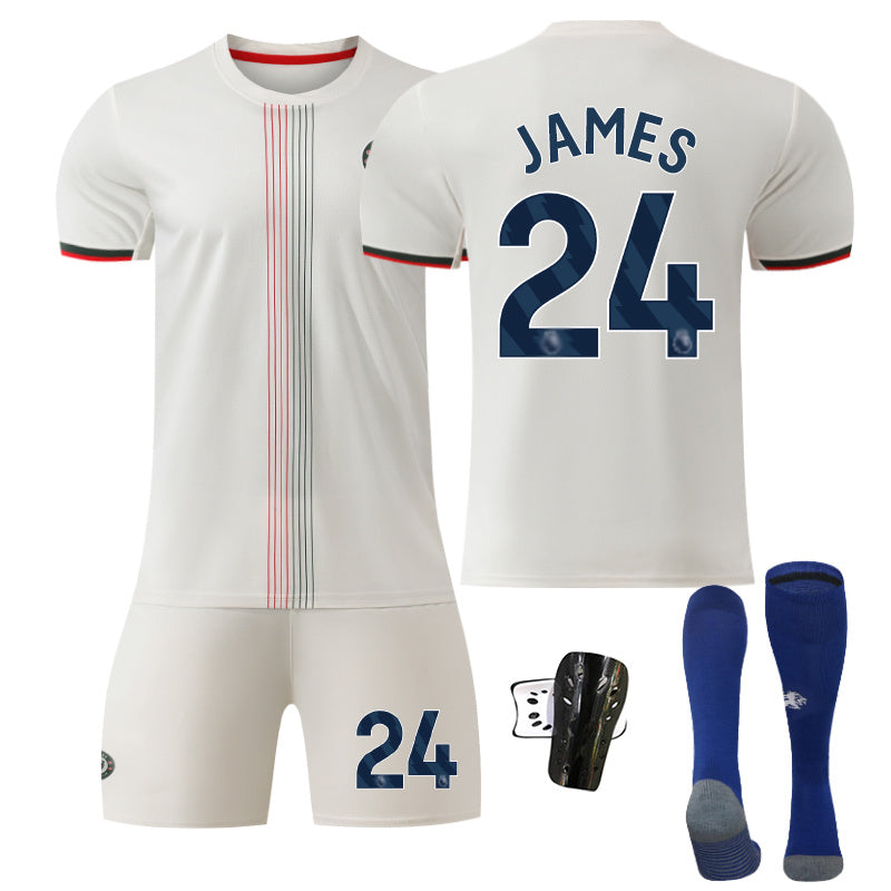 Beakey Chelsea Away Jersey Blue Font JAMES #24 Soccer Jersey Kids Adult 4Pcs Jersey Kits