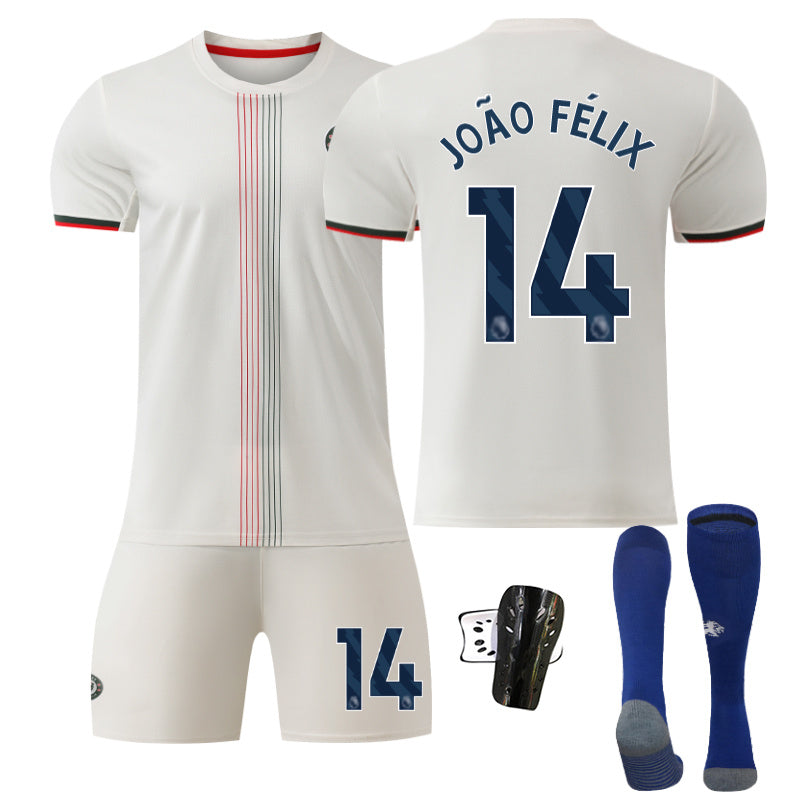 Beakey Chelsea Away Jersey Blue Font JOAO FELIX #14 Soccer Jersey Kids Adult 4Pcs Jersey Kits