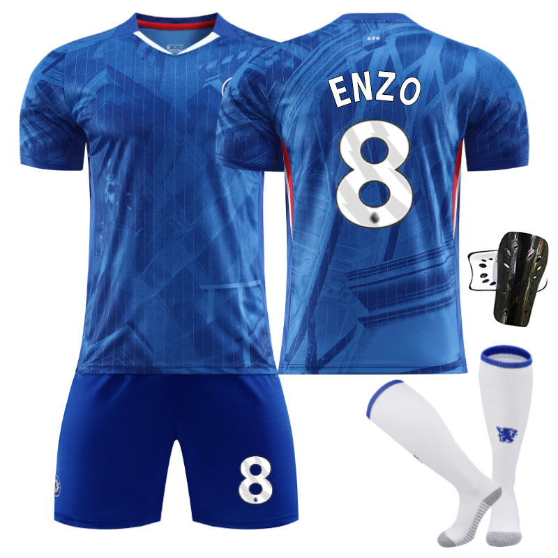 Beakey Chelsea Home Jersey Black Font ENZO #8 Soccer Jersey Kids Adult 4Pcs Jersey Kits