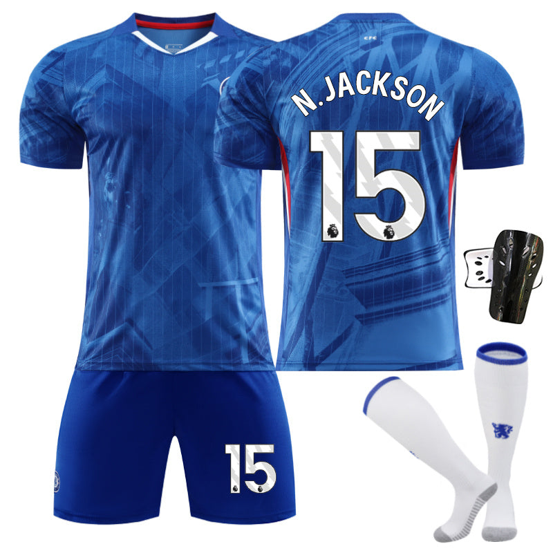Beakey Chelsea Home Jersey Black Font N JACKSON #15 Soccer Jersey Kids Adult 4Pcs Jersey Kits
