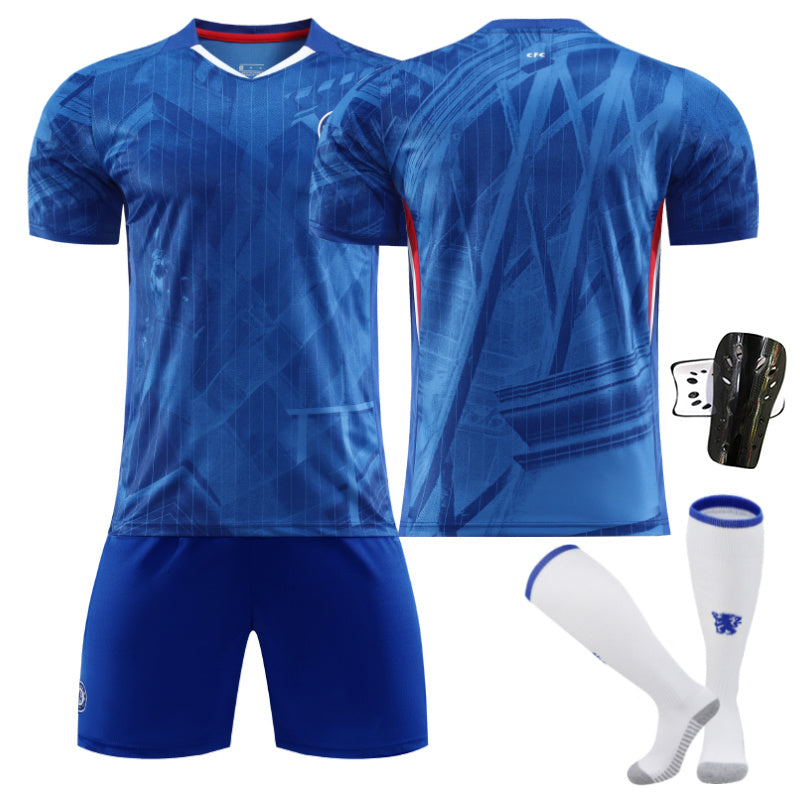 Beakey Chelsea Home Jersey Black Font Soccer Jersey Kids Adult 4Pcs Jersey Kits