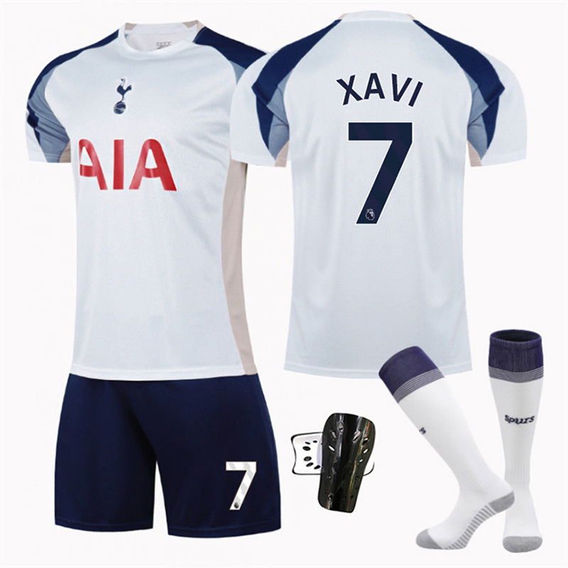 Beakey Hotspur Home Jersey XAVI #7 Soccer Jersey Kids Adult 4Pcs Jersey Kits