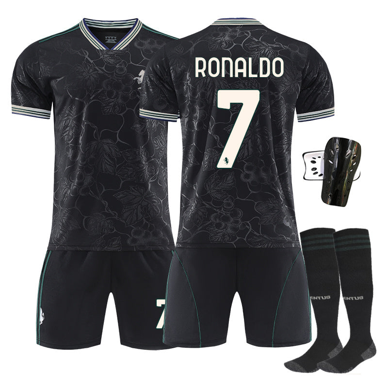 Beakey Juventus Second Away Jersey RONALDO #7 Soccer Jersey Kids Adult 4Pcs Jersey Kits