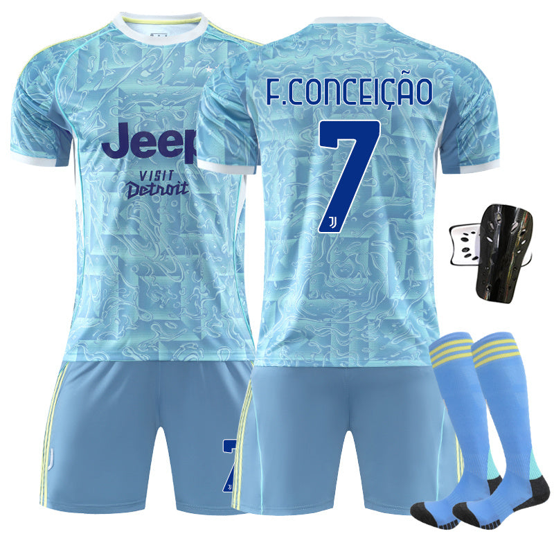 Beakey Juventus Away Jersey F CONCEICAO #7 Soccer Jersey Kids Adult 4Pcs Jersey Kits