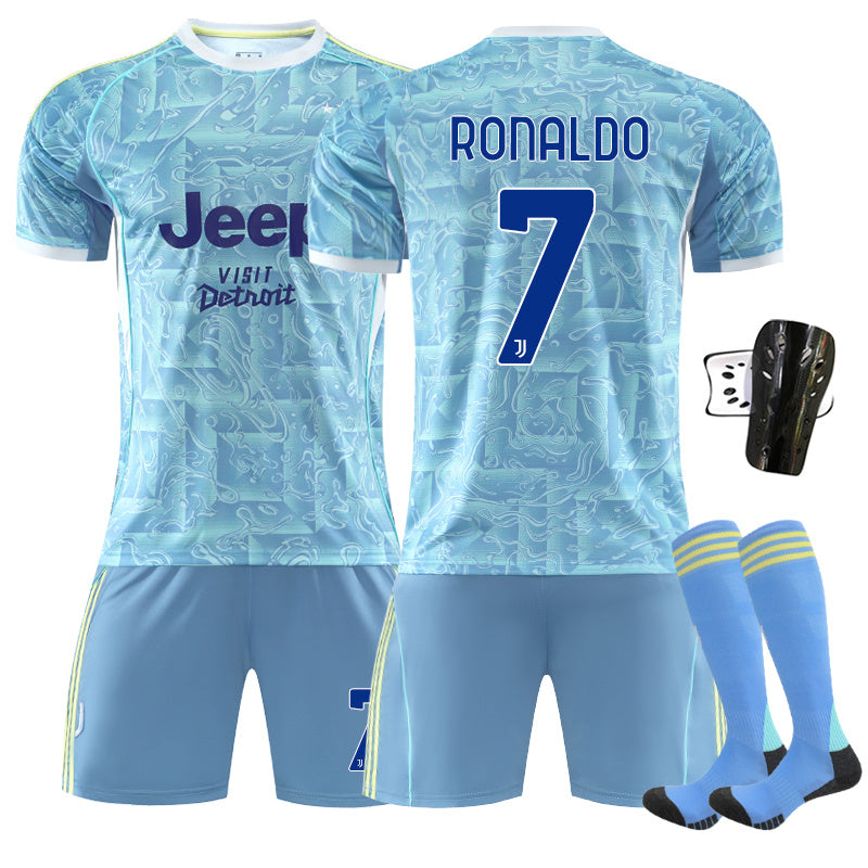Beakey Juventus Away Jersey RONALDO #7 Soccer Jersey Kids Adult 4Pcs Jersey Kits