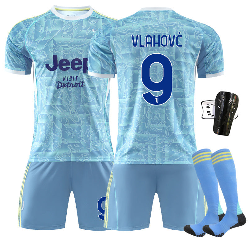 Beakey Juventus Away Jersey VLAHOVC #9 Soccer Jersey Kids Adult 4Pcs Jersey Kits