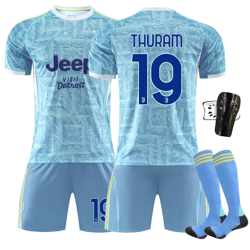 Beakey Juventus Away Jersey THURAM #19 Soccer Jersey Kids Adult 4Pcs Jersey Kits