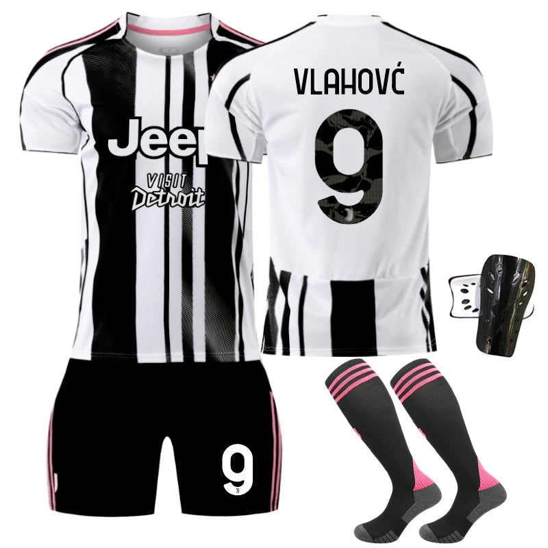Beakey Juventus Home Jersey VLAHOVC #9 Soccer Jersey Kids Adult 4Pcs Jersey Kits