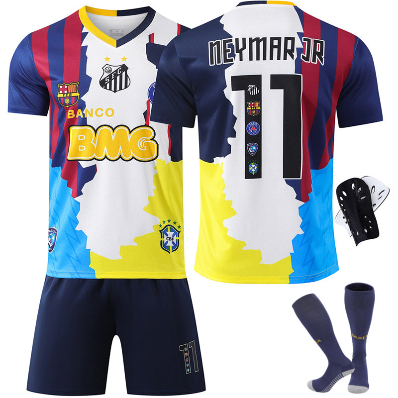 Beakey Neymar Commemorative Edition Jersey Soccer Jersey Kids Adult 4Pcs Jersey Kits